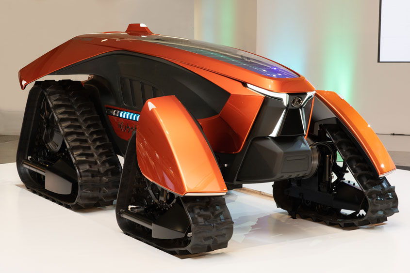 Foto del tractor prototipo de Kubota que representa el futuro de la agricultura inteligente