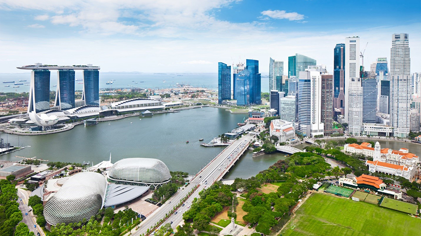 Photograph of central business district in Singapore City