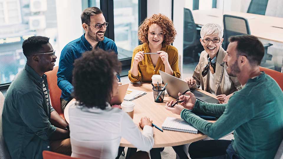 Multiracial group of business people having a meeting