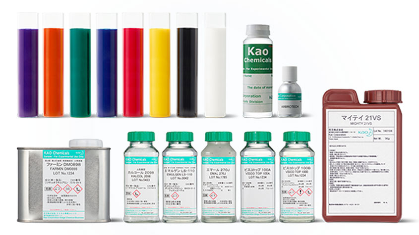 Image of different Kao Corporation chemical products