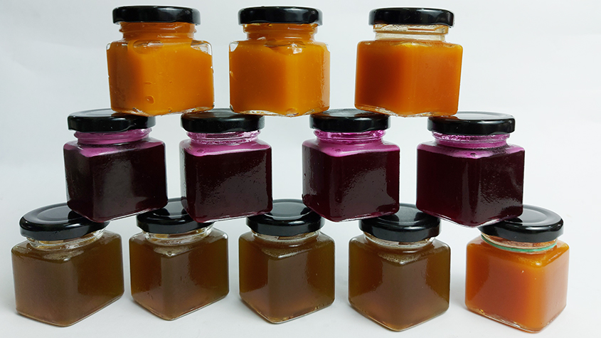 Jars of fruit concentrate made with the JEVA technology