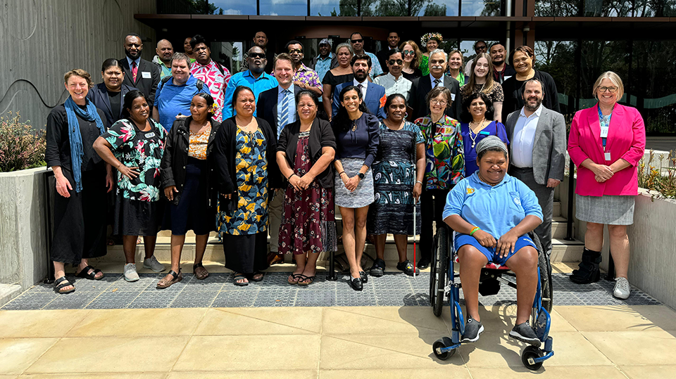 Group picture of conference participants at NextSense Institute during the Right to Read Conference in Sydney, Australia.