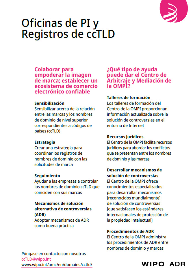 Oficinas de PI y Registros de ccTLD