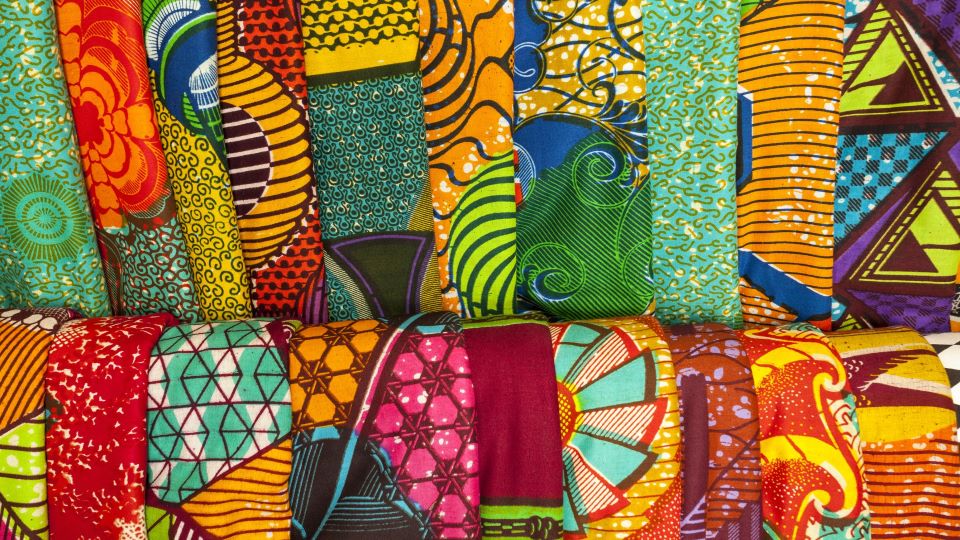 a variety of African fabrics