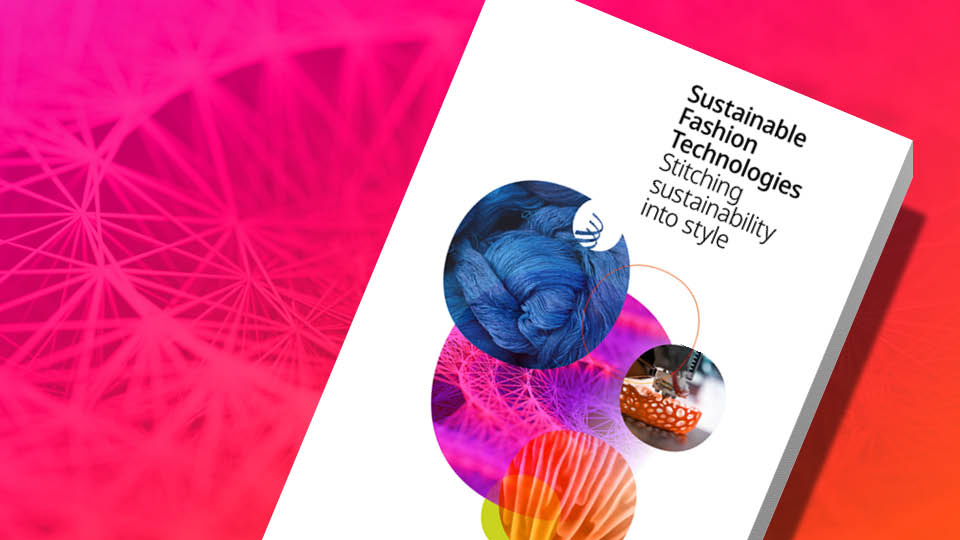 cover of WIPO sustainable fashion technologies report on bright pink background