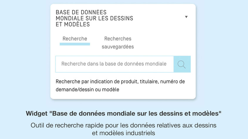 Widget consacré à la base de données mondiale sur les dessins et modèles