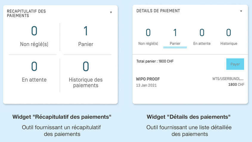 Widgets consacrés aux paiements