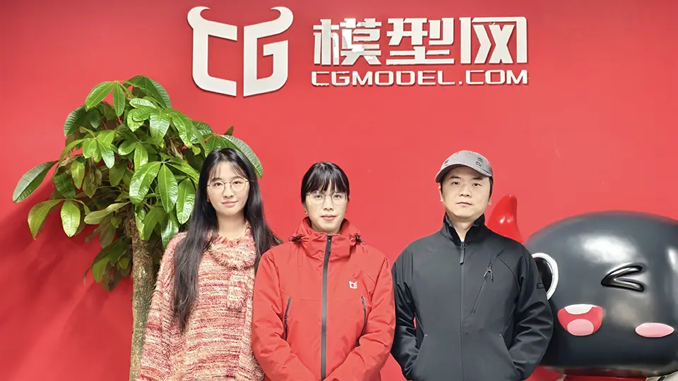 Yan Dong, Wu Haojie, and Zhong Huiping, co-founders of CG Model Network