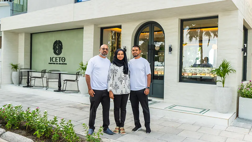 Aishath Ibrahim, Ahmed Eeehab, and Ahmed Shaffaq, the co-founders of Cidee's Kitchen and ICETO