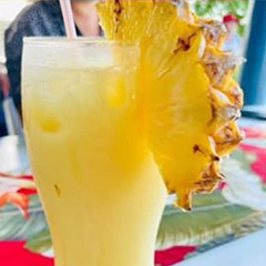 Piñacolada made with Cocopine fruit juice using a dash of pineapple