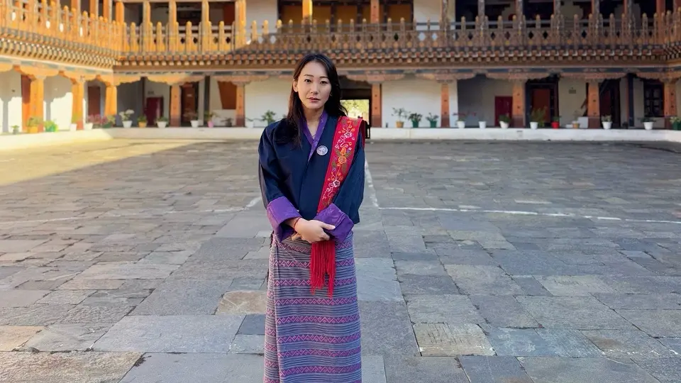 Pema Deki, a Bhutanese songwriter at the Bhutan Palace