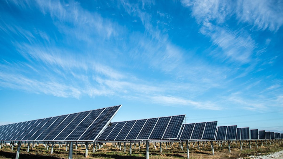 Solar panels in a field