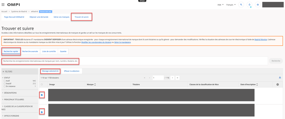 screenshot of a search in the find and monitor tab of eMadrid