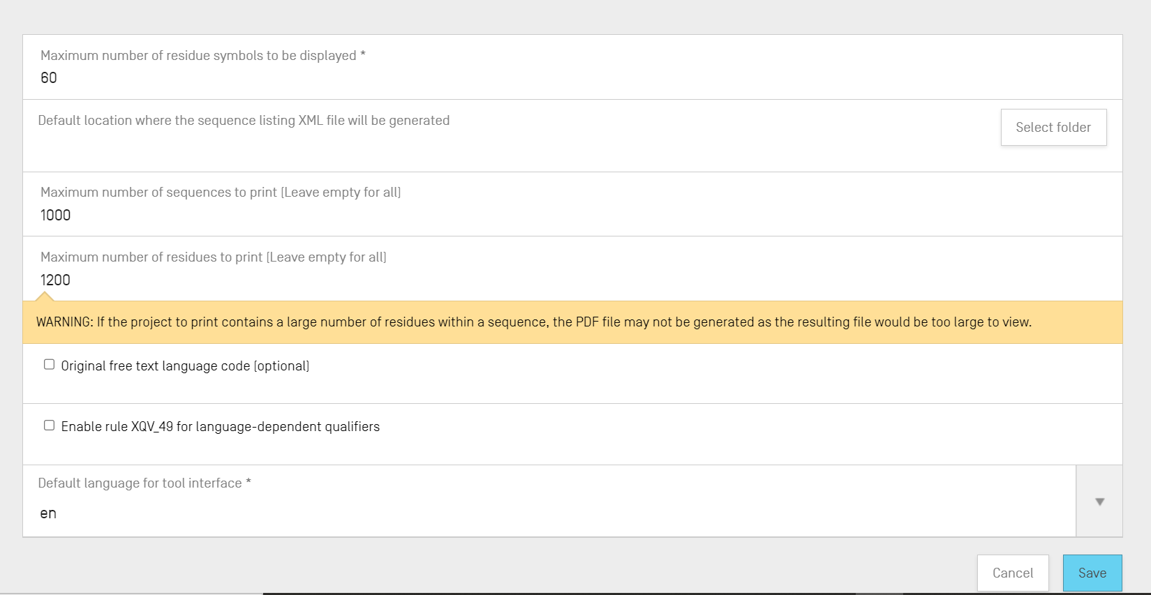 Actualier les valeurs par défaut fournies