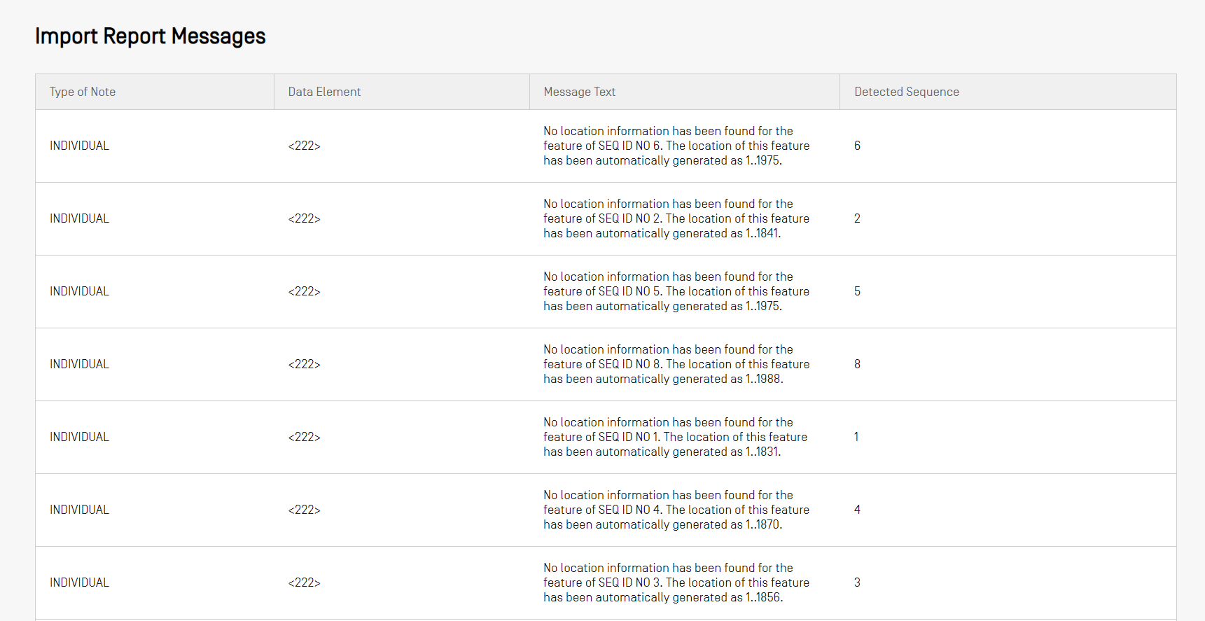 Rapport d'importation généré après une importation réussie