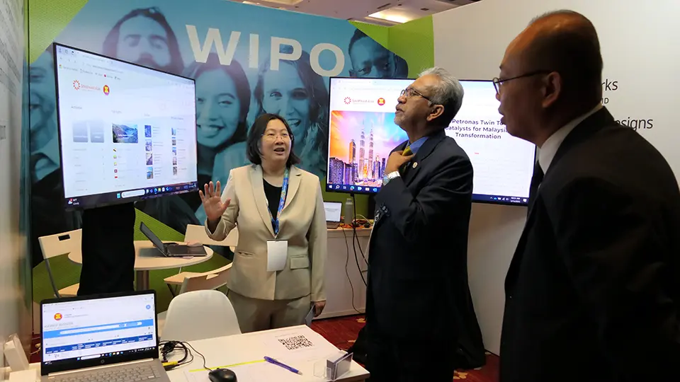 The WIPO booth at the ASEAN Tourism Forum showcasing the new “Visit Southeast Asia” website