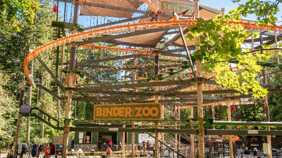 Adventure ropes course and elevated track at Binder Park Zoo.