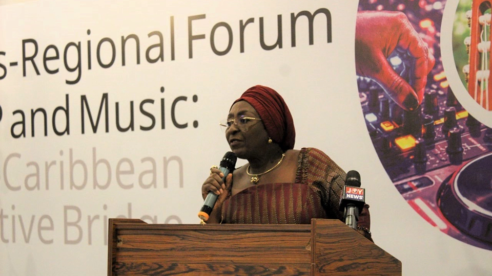 Hon. Abla Dzifa Gomashie, Minister for Tourism, Culture and Creative Arts of Ghana opening the Cross-Regional Forum on IP and Music: Afro-Caribbean Creative Bridge on September 21, 2026.
