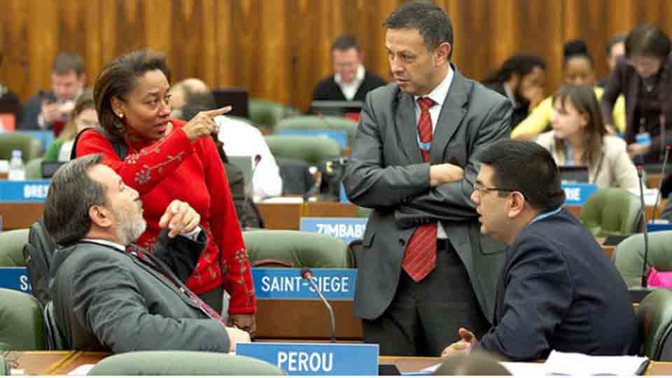 Delegates in discussions at the Intergovernmental Committee on Intellectual Property and Genetic Resources, Traditional Knowledge and Folklore
