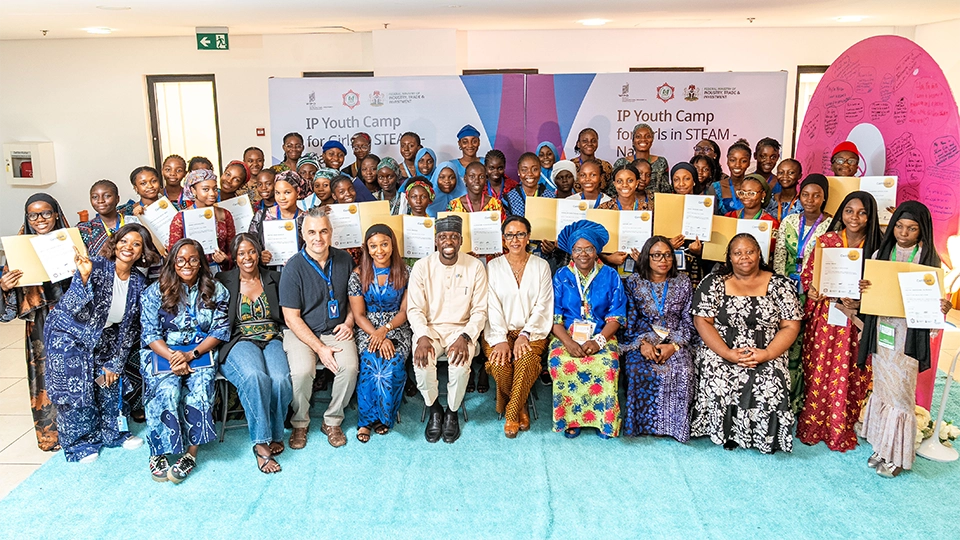 Participants of the first IP Youth Camp for Girls in STEAM pose for a group photo during the in-person event held in Abuja, Nigeria from April 21 to 24, 2026. 