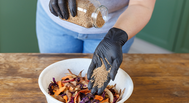 Fruits and vegetable scraps for compost recycling - stock photo