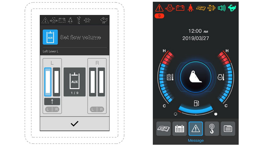 Photo of a Kubota graphical user interface