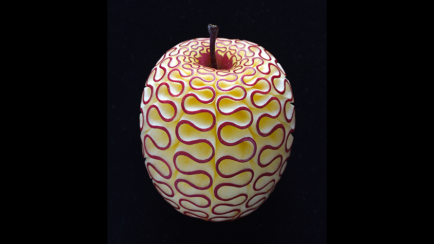 Carved apple by Tomoko Sato