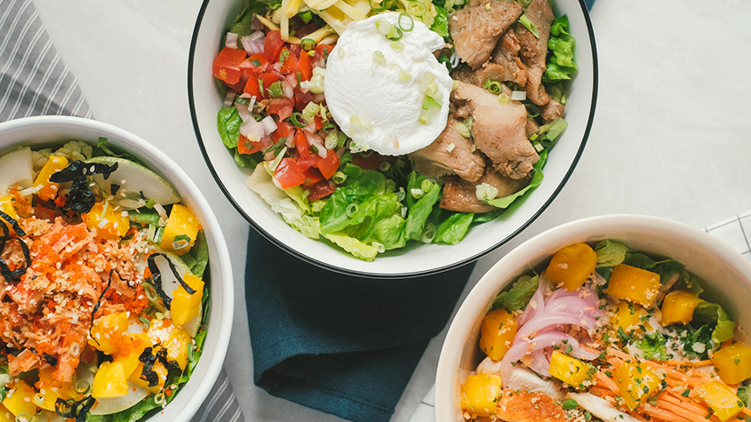 Ba món salad của Healthy Appetite, một nhà hàng ảo bán các bữa ăn từ thực vật cho những người có ý thức về sức khỏe