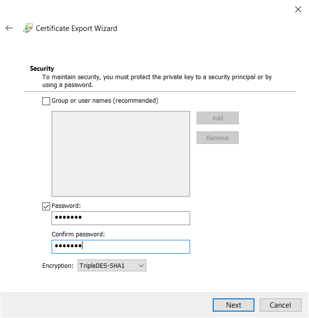 Cert password Cert password