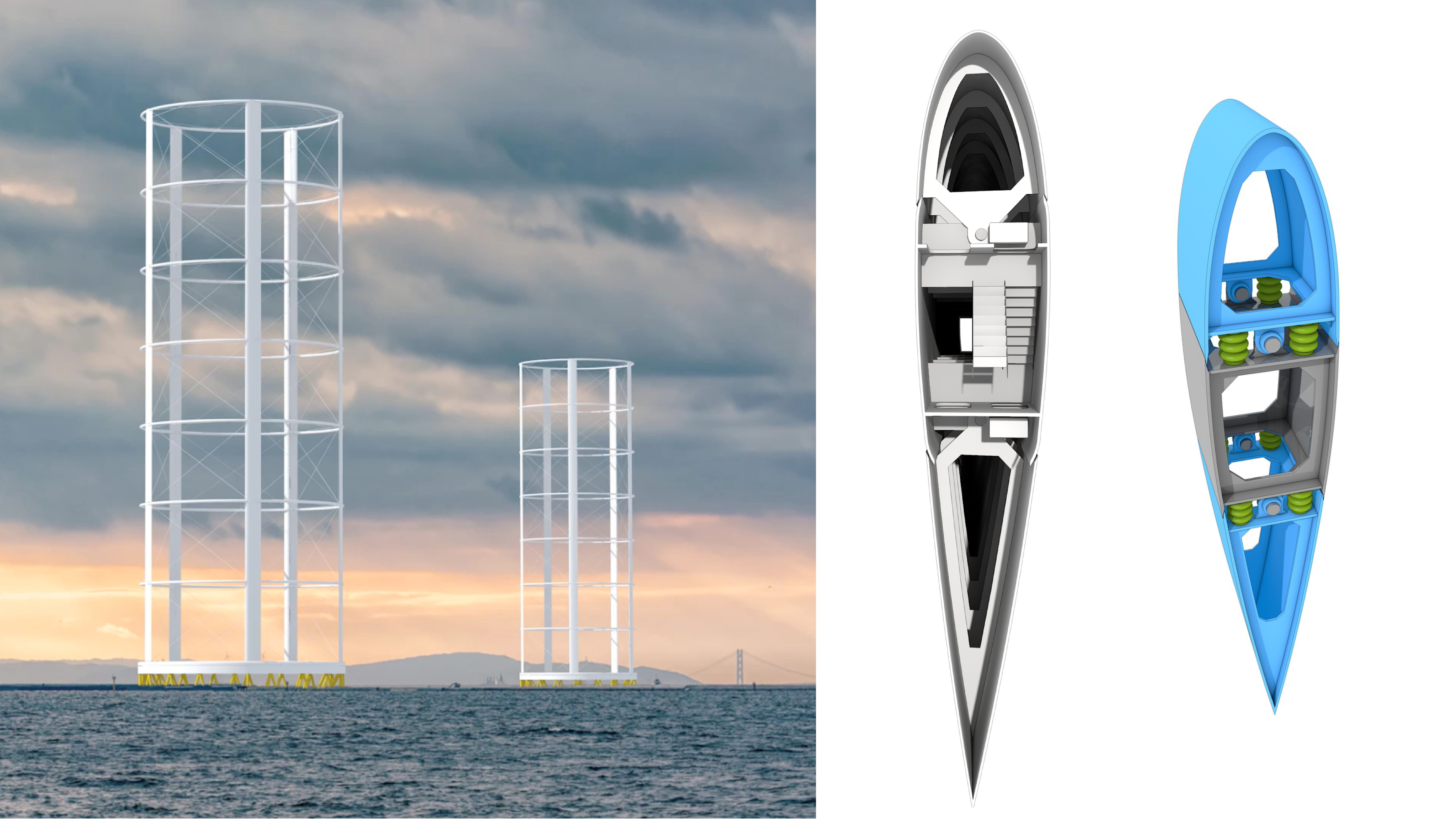 Ein strukturelles und elektrisches System für eine Windkraftanlage mit vertikaler Rotationsachse