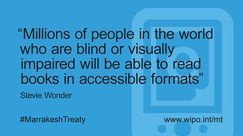 Millions of people in the world who are blind or visually impaired will be able to read books in accessible formats.