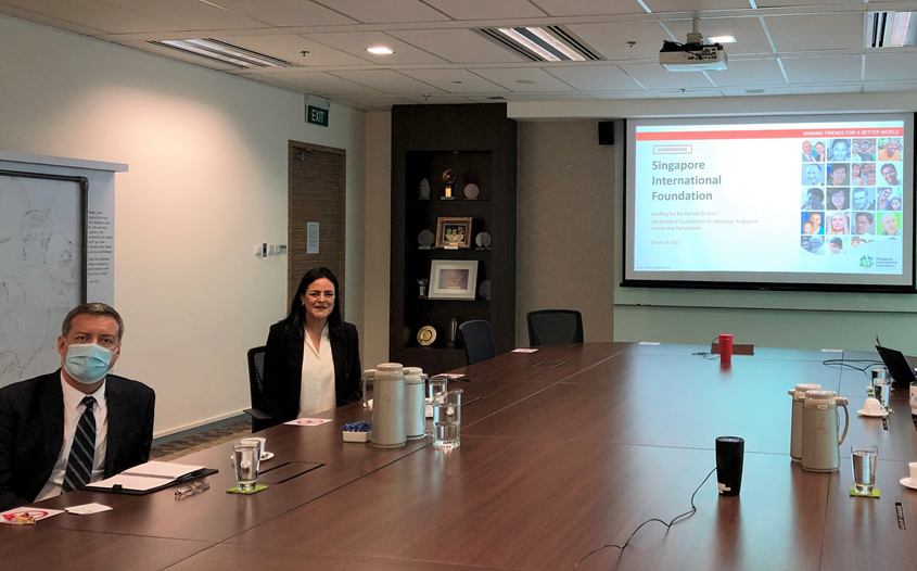 Webinar capture of the view of the Singapore bay and webinar participants