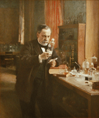 Louis Pasteur's patent on isolated yeast is an early example of patenting living organisms.  (Painting by Albert Edelfelt (1854 - 1905)