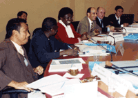 Dos equipos examinan el acuerdo de licencia que han alcanzado durante el curso de formación sobre negociación de licencias tecnológicas en Ginebra y Dakar (Senegal) . (Fotografía OMPI)