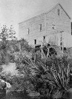 The Waitangi Mill where the flax stripping invention was installed, for which New Zealand’s first ever patent was granted. (Photo: 7-A2820 (circa 1860) Sir George Grey Special Collection, Auckland Libraries)