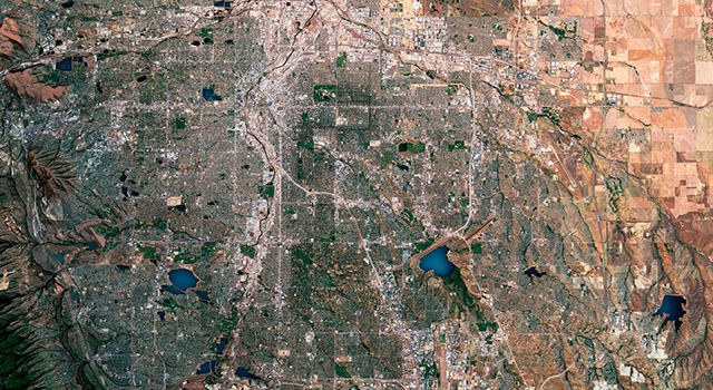 Denver 3D Render Satellite View Topographic Map - stock photo