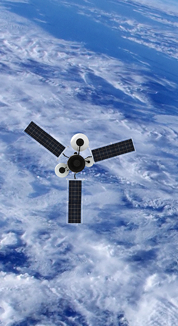 GPS or Weather Satellite orbiting Earth