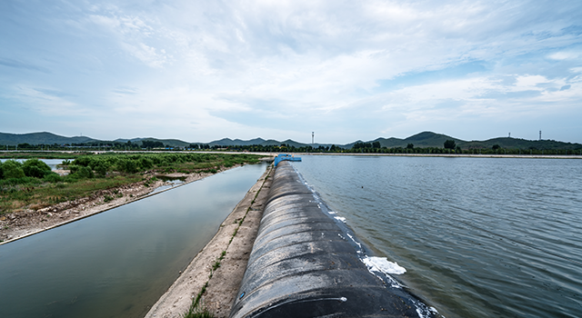 Lake levee - stock photo