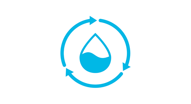 Wiederverwendung oder Rückgewinnung von Wasser. Idee der Umweltsanierung. Abwasseraufbereitung. Vektorillustration, flach, ClipArt.