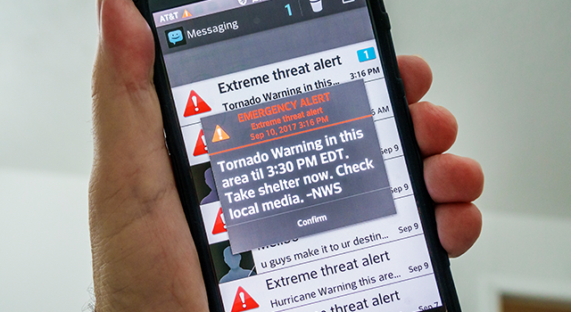 Florida, smart phone tornado alert warning.