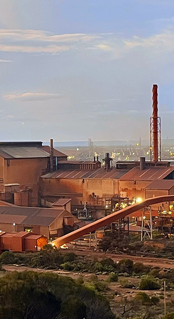 Rust coloured manufacturing plant