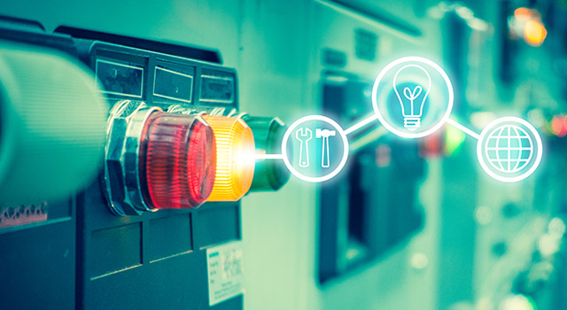 Electrical switchgear room,Industrial electrical switch panel on plant and process control with business icon tools in grainy style.