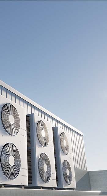 3D rendering of the condenser unit or compressor on the roof of an industrial plant