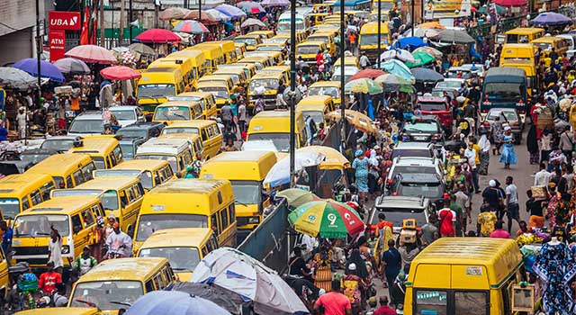 Traffic in african megacity. Lagos, Nigeria, West Africa