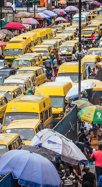 Traffic in african megacity. Lagos, Nigeria, West Africa