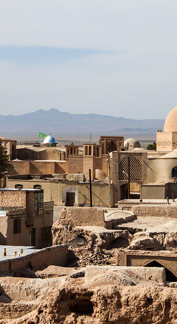 Panorama of desert town Naein in Iran