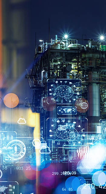 Industrial technology concept. Female engineer working in the factory. Digital transformation.