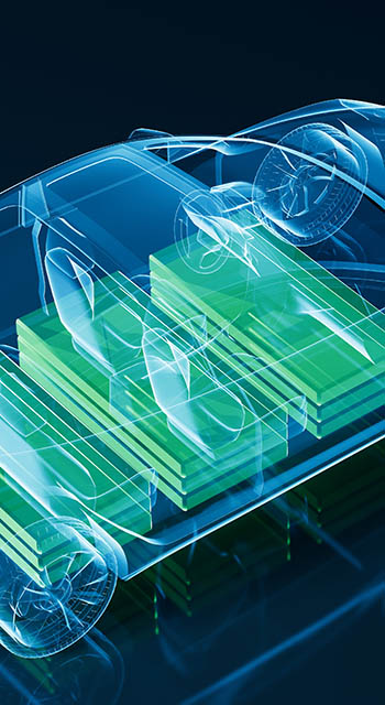 Solid State Battery for EV Electric Vehicle, new research and development batteries with solid electrolyte energy storage for automotive car industry, cathode