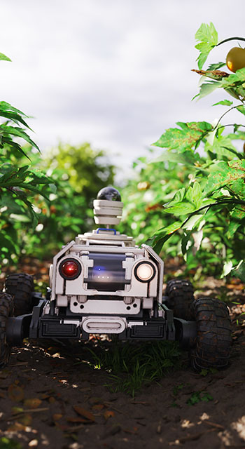 Agricultural robot surveilling a tomato field