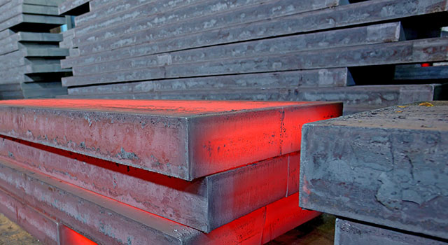 Hot slab inside of steel plant